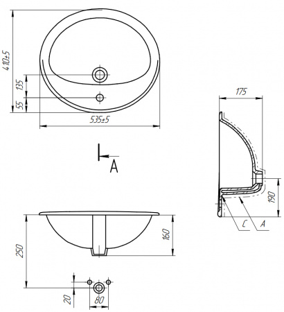 Умывальник Cersanit Calla 54 S-UM-Cl/1-w