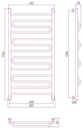 Полотенцесушитель Сунержа Элегия+ 1200x600 00-0205-1260