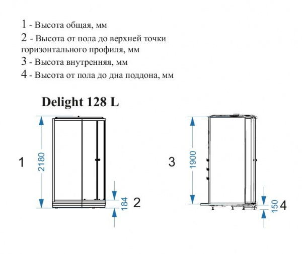 Душевая кабина Domani-Spa Delight 128 левая DS01D128LLWM10 120x80, с электрикой