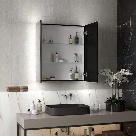 Зеркало-шкаф Reflexion Black LED 760х850 RF2002BL