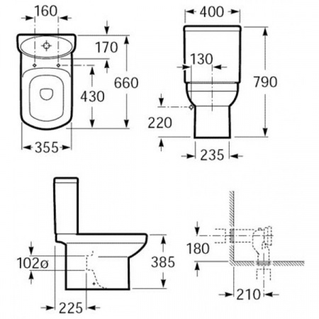 Чаша напольного унитаза Roca Dama Senso Compacto A342518000