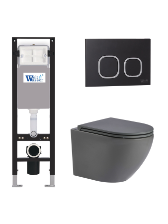 Комплект инсталляции с унитазом Weltwasser AMBERG 350 + MERZBACH 041 MT-GR + AMBERG RD-BL
