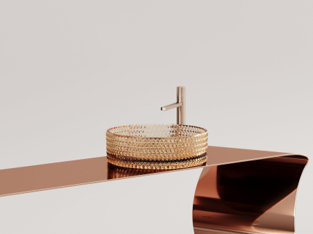 Умывальник чаша накладная круглая Ceramicanova Cristal 360*360*112мм, бежевый, CN6058