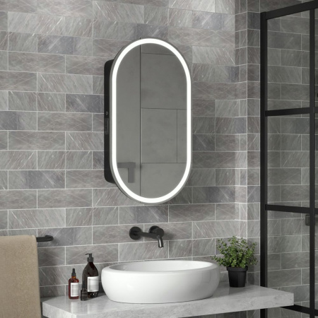 Зеркало-шкаф Reflexion Black LED 450х800 RF2003BL