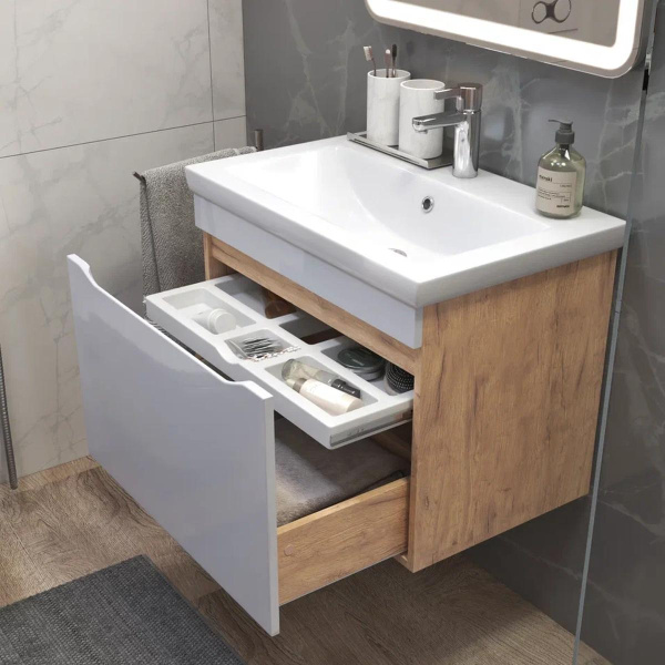 Тумба под раковину подвесная VIGO Grani 165 дуб золотой, 70 см