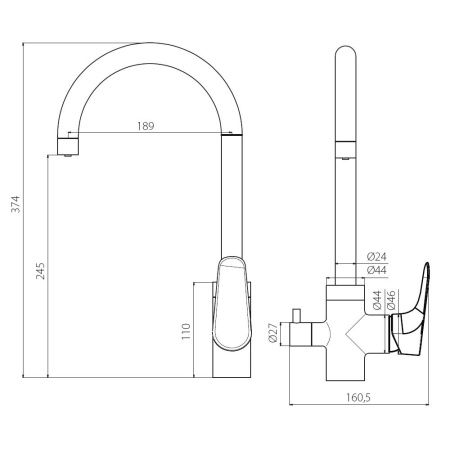 400730000 Merkur, Смеситель для кухни Damixa с каналом для питьевой воды, хром