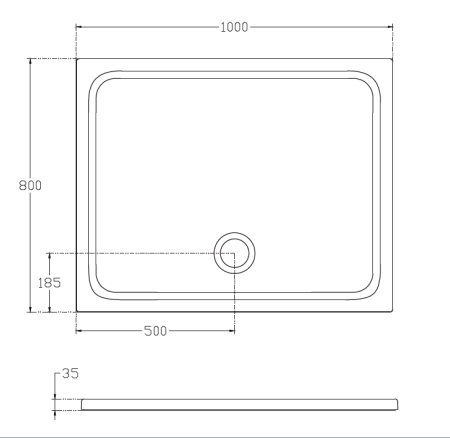 Душевой поддон 1000х800 ISVEA прямоугольный цвет антрацит матовый 10DT9703A-42H