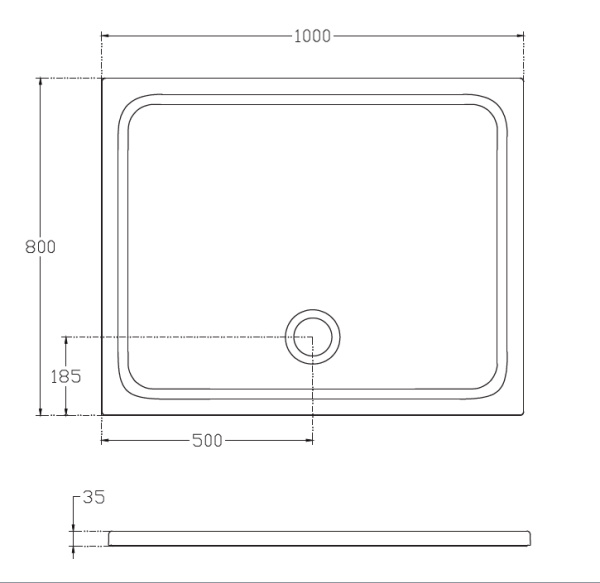 Душевой поддон 1000х800 ISVEA прямоугольный цвет черный матовый 10DT9703A-42N