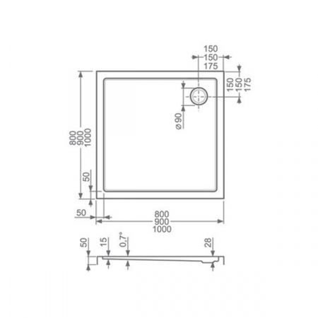 Поддон Roltechnik FLAT KVADRO 100 8000120