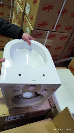 Комплект Styron STY-740+STY-800-2 хром-глянцевая кнопка смыва и унитаз подвесной TIMO RIMLESS KULO ТК-403