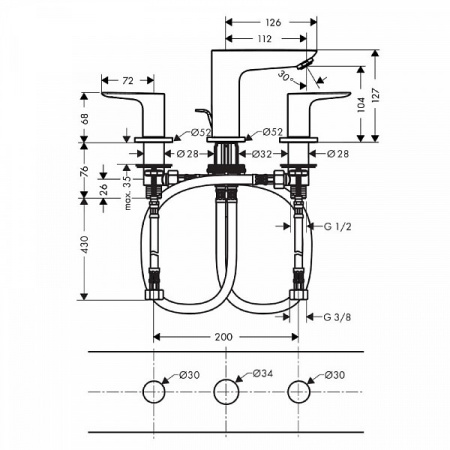 Смеситель для умывальника Hansgrohe Talis E 71733000