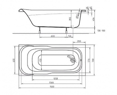 Акриловая ванна Kolo Sensa XWP355000N 150x70