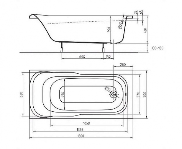 Акриловая ванна Kolo Sensa XWP355000N 150x70