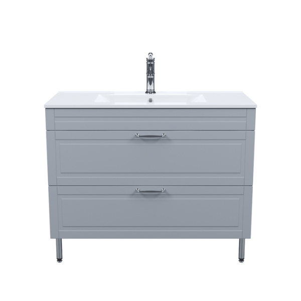 Тумба IDDIS с умывальником, напольная, 100 см, светло-серый, Oxford  (OXF10L1i95K)