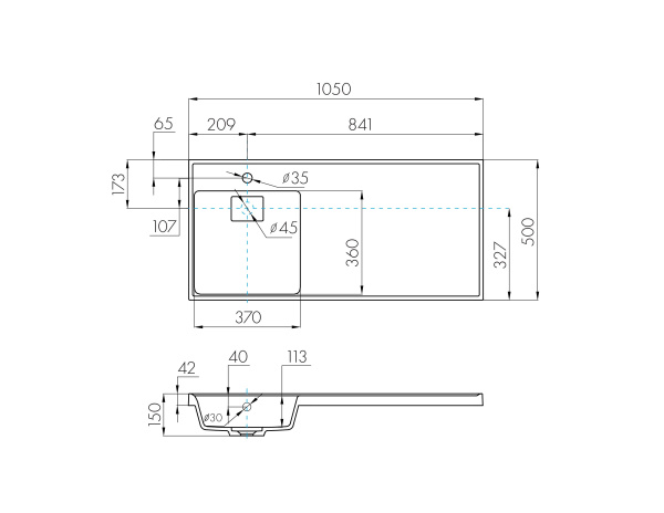 Раковина AQUATON Лондри 1050 белая левая 1A72833KLH01L