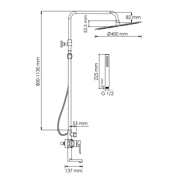 A166.117.137.010.CH Душевой комплект WasserKRAFT со смесителем