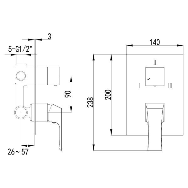 Смеситель Lemark Unit LM4528C для ванны и душа, встраиваемый