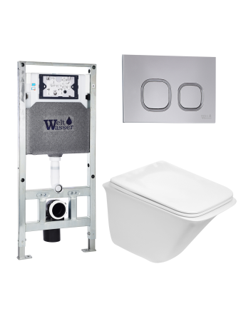 Унитаз с инсталляцией WeltWasser AMBERG 506 ST + ROTBACH 004 GL-WT + AMBERG RD-CR