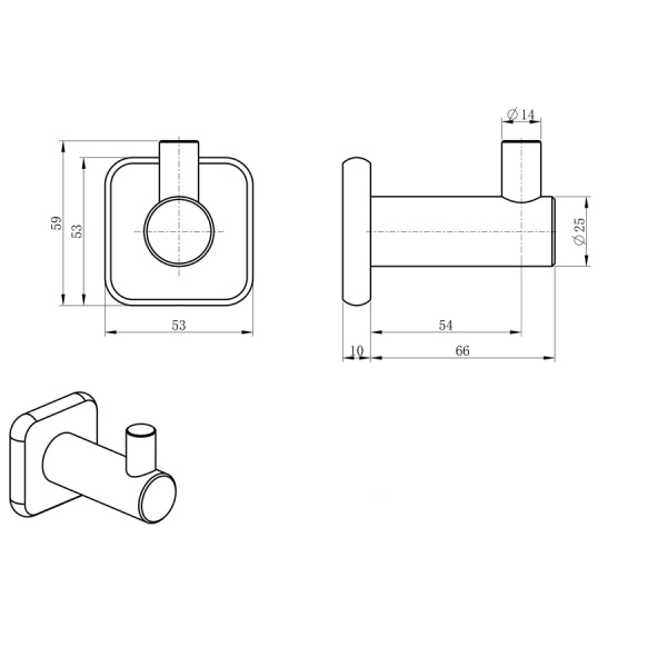 Крючок для ванной WONZON & WOGHAND, Темный графит (WW-V1301-GM)