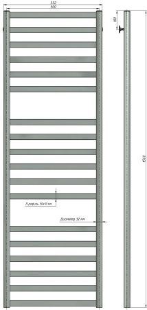 Полотенцесушитель водяной Stinox Maxima Luxe 500x1600, нижнее подключение, хром, 1" НР (наружная резьба), 18 перекладин