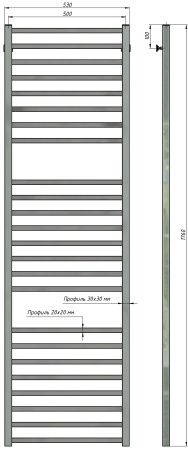 Полотенцесушитель водяной Stinox Quatro Luxe 500x1800, нижнее подключение, хром, 1/2" ВР (внутренняя резьба), 24 перекладины