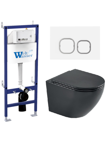 Комплект инсталляции с унитазом Weltwasser BAMBERG 460 + MERZBACH 043 MT-BL + BAMBERG WT