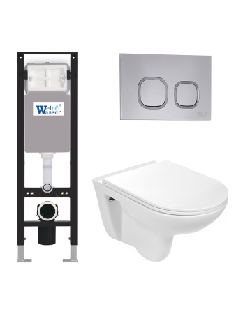 Комплект инсталляции с унитазом Weltwasser AMBERG 350 + BAARBACH 004 GL-WT + AMBERG RD-CR