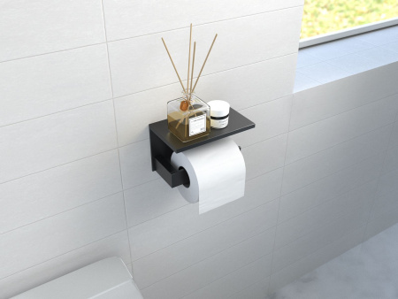 Держатель для туалетной бумаги с полочкой TIMO Petruma 15243/03, черный