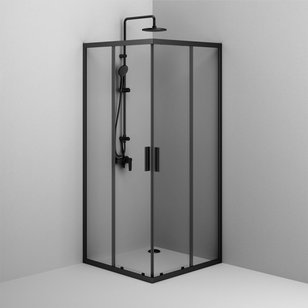 W93G-403-090BT Душевое ограждение AM.PM Gem S Square Slide 90x90 стекло прозрачное, профиль черный матовый