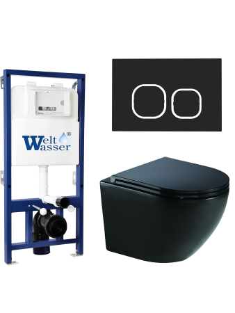 Комплект инсталляции с унитазом Weltwasser BAMBERG 525 + MERZBACH 041 XL MT-BL + BAMBERG BL
