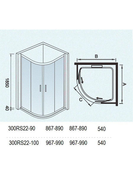 Душевой уголок WeltWasser WW 300RS22-100