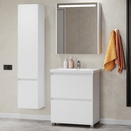 Тумба под умывальник Belux Киото напольная 70, Белый глянцевый