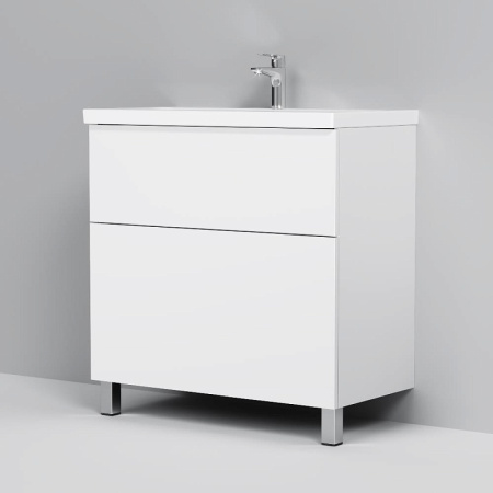 M90FSX0802WG Gem База под раковину AM.PM, напольная, 80 см, 2 ящика push-to-open, белый, глянец