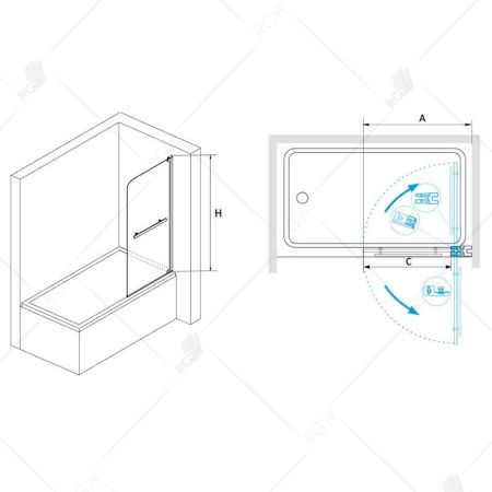 Шторка на ванну RGW SC-02 03110208-11 прозрачное стекло, хром