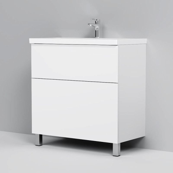 M90FSX0802WG Gem База под раковину AM.PM, напольная, 80 см, 2 ящика push-to-open, белый, глянец