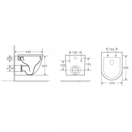 Унитаз подвесной CeramaLux 2197 серый