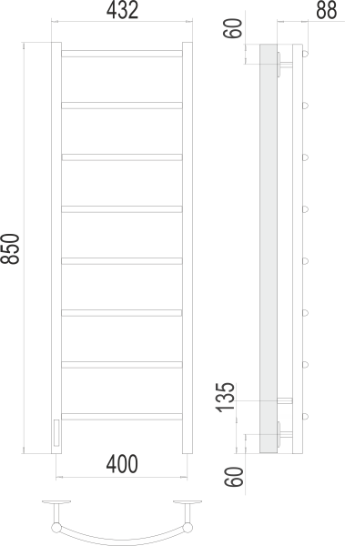 TERMINUS Классик П8 400х850 левый электро