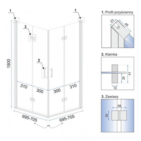 Душевой уголок Rea Fold N2 70x70 K1950