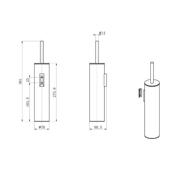 Туалетный ершик в комплекте WONZON & WOGHAND, Черный матовый (WW-V4601-MB)