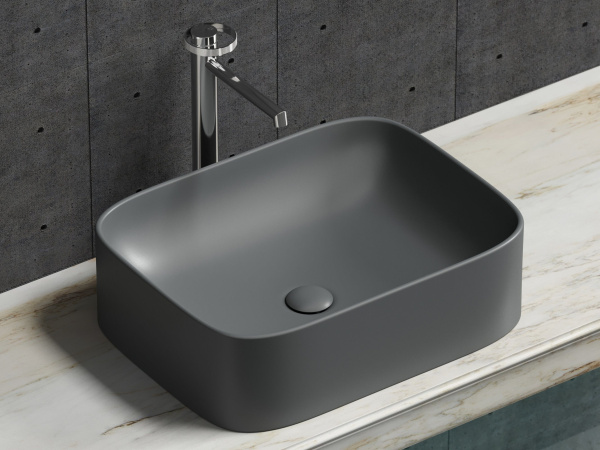 Умывальник чаша накладная прямоугольная Ceramicanova Element 505*380*150мм, темный антрацит матовый, CN6052MDH