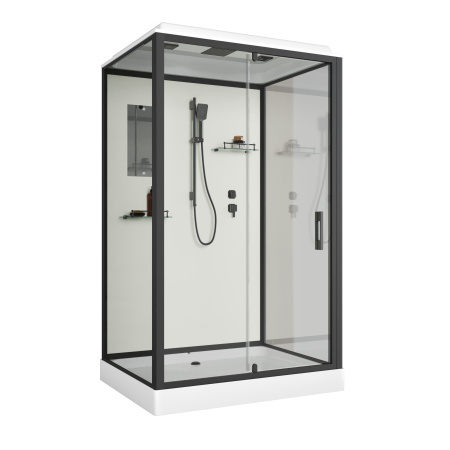 Душевая кабина Niagara Standart ST100/80/15Q/BL (100х80х215) прямоугольник,поддон 15см,распашная,проф.черный