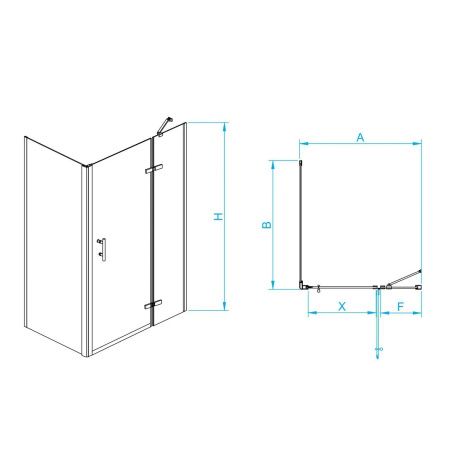 Душевой уголок RGW PA-77B L (PA-07B L + Z-050-2B + держатель O-204B) 41087709-084L 100х90х195 см, черный