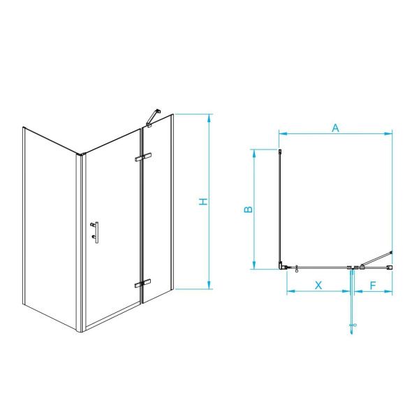 Душевой уголок RGW PA-77B L (PA-07B L + Z-050-2B + держатель O-204B) 41087709-084L 100х90х195 см, черный