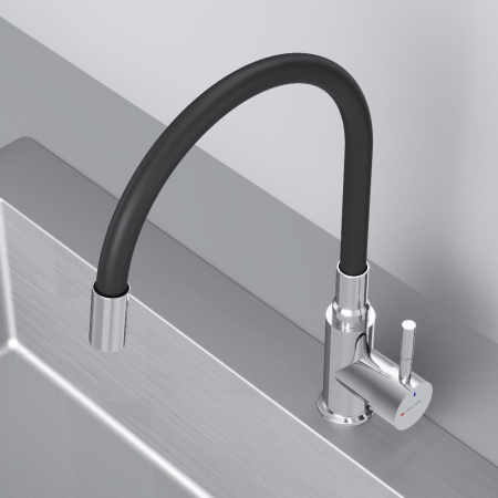 F85B07602 X-Joy S, Смеситель для кухни AM.PM с гибким изливом, черный/хром