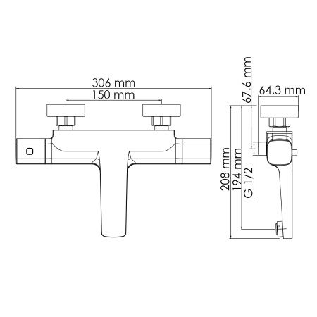 Термостатический смеситель для ванны Wasserkraft Naab 8611 Thermo