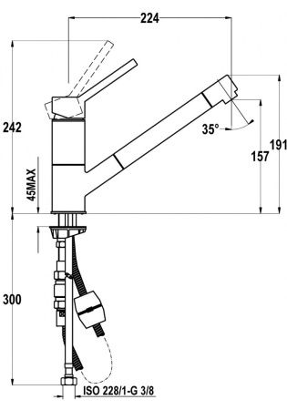 Смеситель для мойки Teka AUK 978 509780200 Chrom с выдвижной лейкой