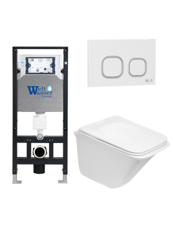 Унитаз с инсталляцией WeltWasser AMBERG 506 + ROTBACH 004 GL-WT + AMBERG RD-WT