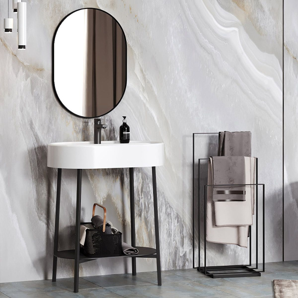 Тумба под умывальник Belux напольная Эвора 75, Черный матовый