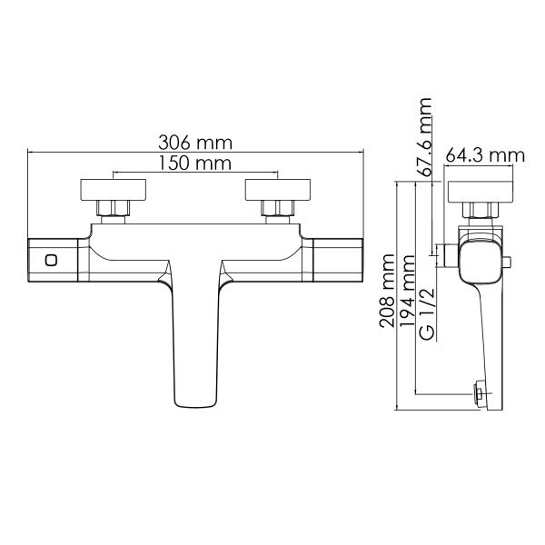 Термостатический смеситель для ванны Wasserkraft Naab 8611 Thermo