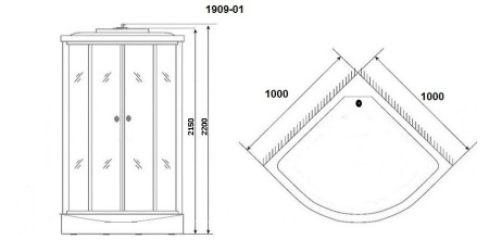 Душевая кабина Niagara Ultra NG-1909-01 (100х100х220) высокий поддон(48см),черный,стекло тонированное,4 места